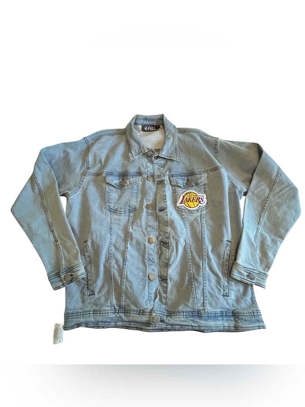 Light Blue Denim Jean Jacket with Lakers Patch
